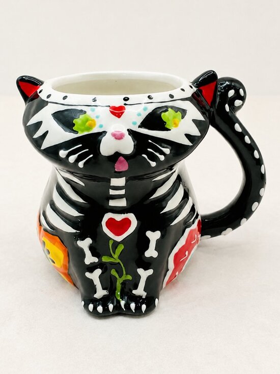 Spectrum Designz Other - Spectrum Designz Day of the Dead Black Cat Skeleton Mug Halloween 4 In